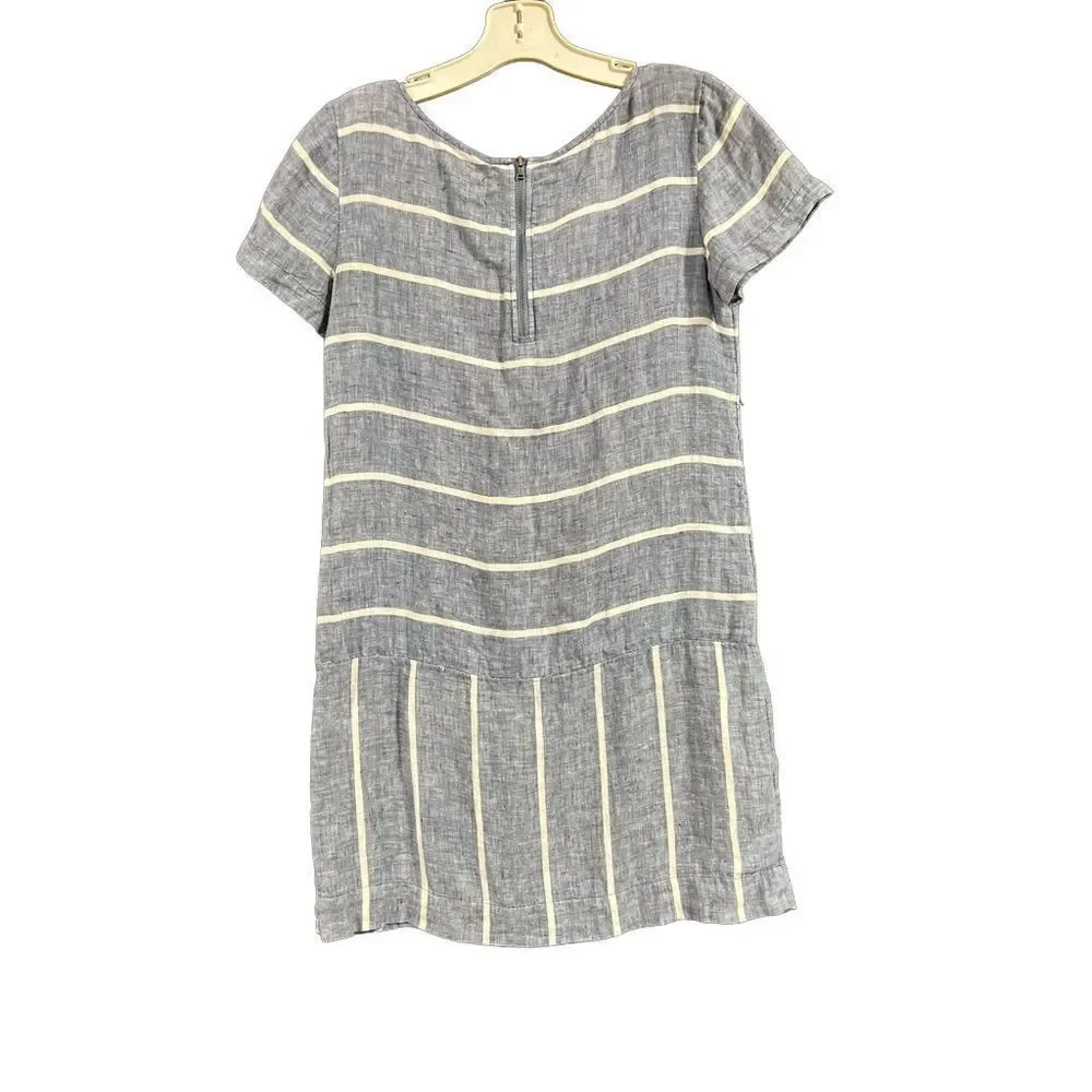 Lou & Grey Blue and White Linen Mini Dress Size XS - Picture 4 of 9